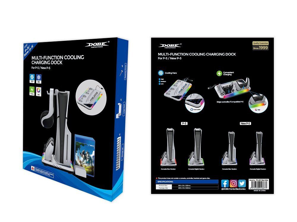 DOBE PS5 Multifunction Rgb Cooling  Charging Dock (PS5 FAT/SLIM)