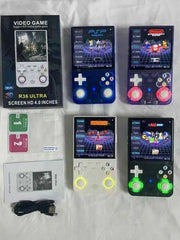 R36 Ultra Retro Handheld Game Console, with 64G Built-in 20000+ Games, 3000mAh Rechargeable, Support 20+ Simulators, Linux System, 4.0 Inch IPS Screen Portable Pocket Arcade (White