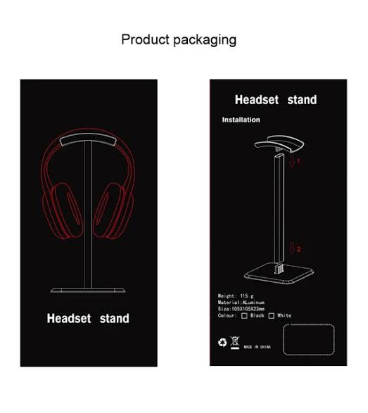 FunBug Metal Headphone Stand for Table - Aluminium & Silicone Headset Stand - Headphones Support Holder