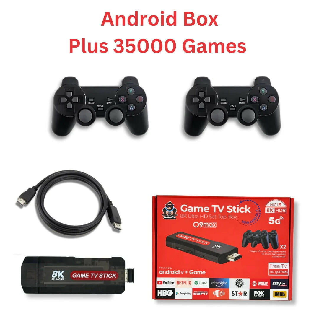 Original Q9 Max Android Pro Wireless Gaming Controller (Type-C) with 2 wireless controllers And Tv Remote
