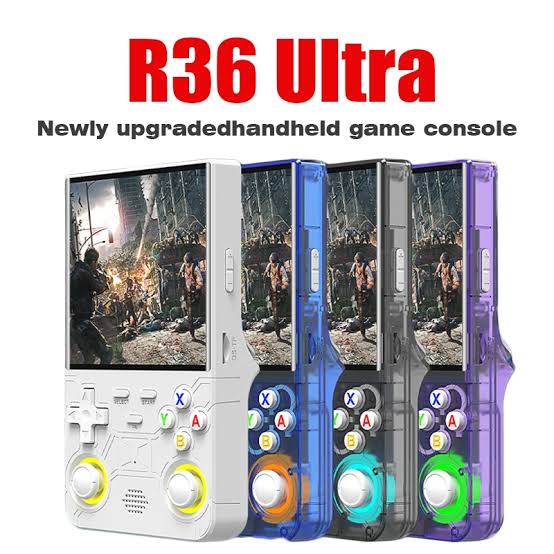 R36 Ultra Retro Handheld Game Console, with 64G Built-in 20000+ Games, 3000mAh Rechargeable, Support 20+ Simulators, Linux System, 4.0 Inch IPS Screen Portable Pocket Arcade (White