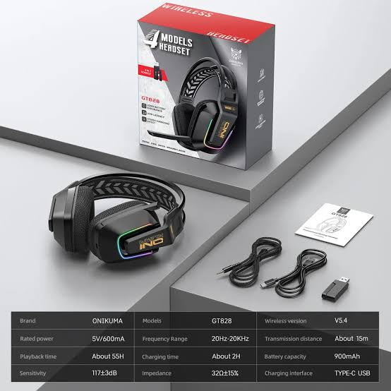 ONIKUMA GT828 Gaming Headphone Wireless(with dongle) for ps5/ps4/pc