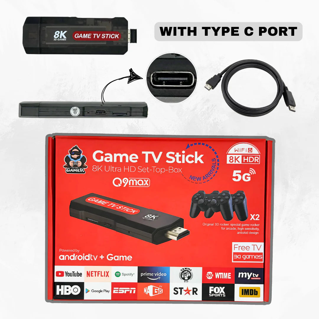 Original Q9 Max Android Pro Wireless Gaming Controller (Type-C) with 2 wireless controllers And Tv Remote