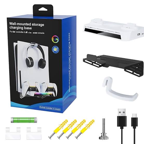 wall mounted storage charging base for ps5 slim/pro/fat(rgb)