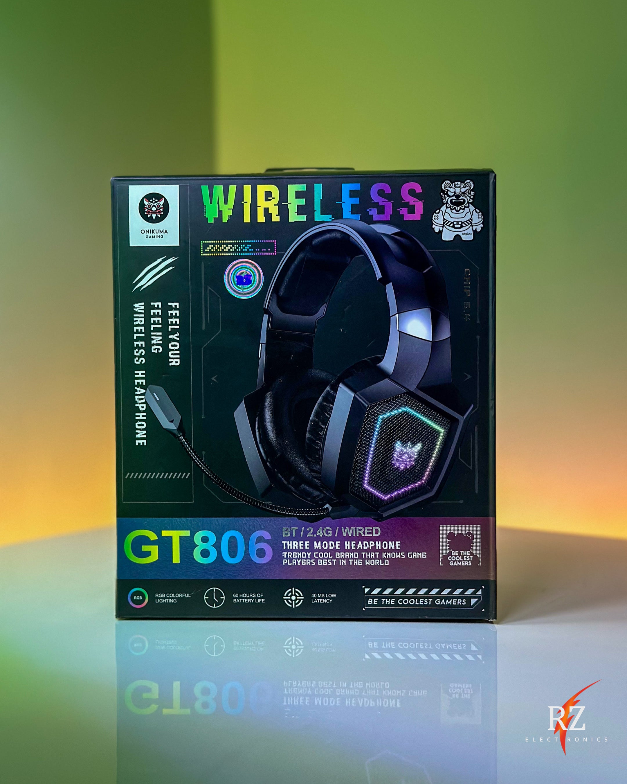 ONIKUMA GT806 WIRELESS HEADPHONES(RGB)(WITH DONGLE)